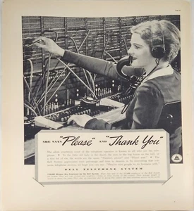 1938 Bell telephone system Vintage Ad she says please and thank you - Picture 1 of 1
