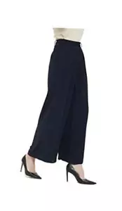 Women High Waist Casual Wide Leg Long Palazzo Pants Trousers Regular 2X Navy - Picture 1 of 7