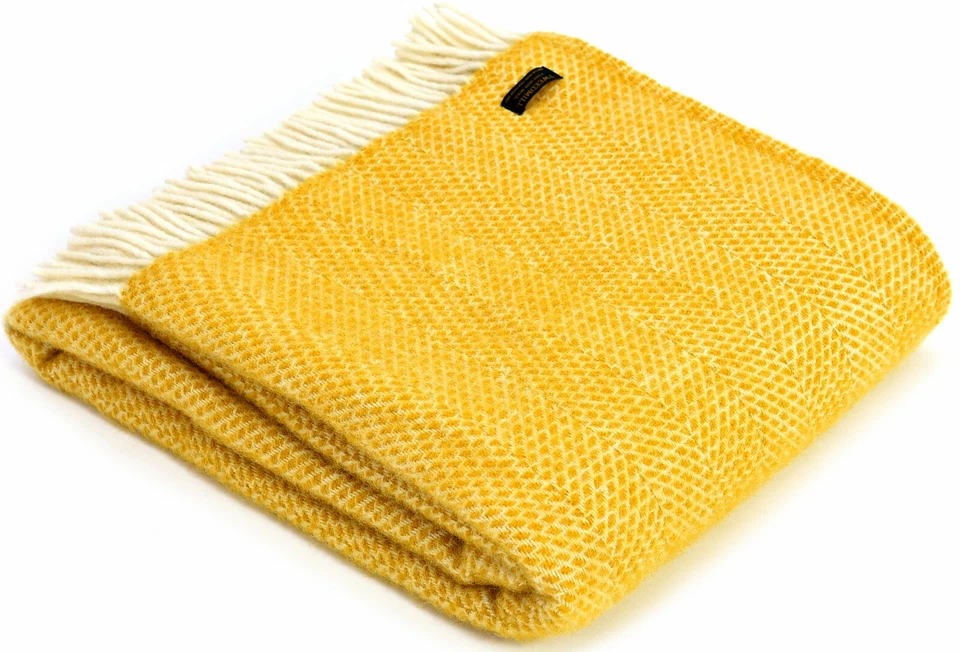 2 X Tweedmill Textiles Knee Rugs Wool Throw Blanket British Made Beehive Yellow
