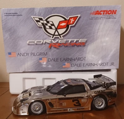 2001 1/18 ACTION DALE EARNHARDT ANDY PILGRIM & JR PLATINUM C5-R CORVETTE DAYTONA - Image 1 of 4
