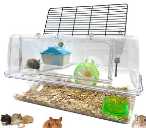 Deluxe 2-Floors Acrylic Dwarf Hamster Habitat Home Mouse Gerbil Palace Rat Cage