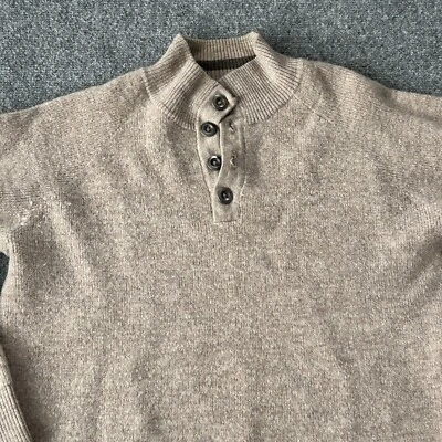 Smartwool Sweater Men’s Medium Merino Wool Lathrop Button Tan Knit Jumper - Image 1 of 4