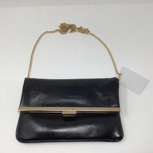 Bolso clutch de hombro negro de inspiración vintage con correa de cadena / cuero sintético - Imagen 1 de 5