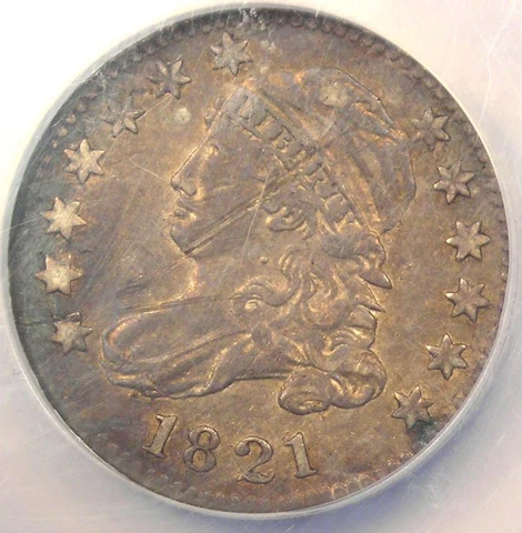 1821 JR-2 Large Date Capped Bust Dime 10C - NGC XF Details (EF) - R7 Variety! Cover