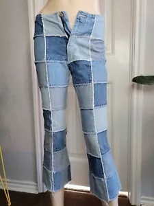 vintage 90s Zana Di patchwork boho hippie denim jeans girls youth sz 14 - Picture 1 of 5