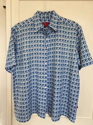 Camisa Whispering Smith London Cuello Manga Corta Botón Delantero, L, Azul Foto 1 de 3