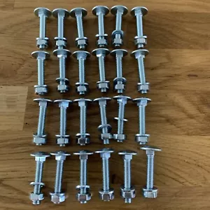 24pcs Garden Bench Slat Zinc Plated Bolts Nuts And Washers 35mm X M6 - Picture 1 of 6