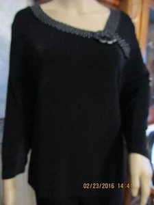 NICE "U.S. WEAR" WASHABLE ACETATE/SPAN BLACK TRAVEL KNIT TOP -SZ XL - Picture 1 of 11
