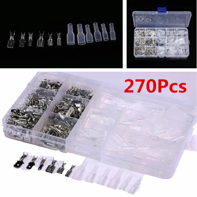 Juego de pala de conectores de crimpado de bloque de terminales hembra y macho 270x 2,8 mm 4,8 mm 6,3 mm Foto 1 de 4