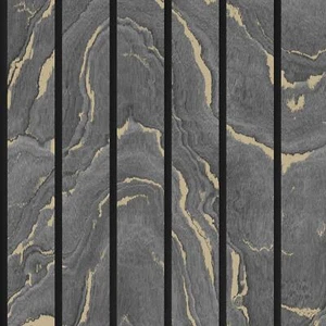 Muriva Woodgrain Marble Slat Panelling Wallpaper Wood Panel Charcoal Gold 193503 - Picture 1 of 3