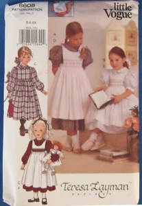 Little Vogue Dress and Pinafore & Transfer #8608 Size 5-6X Uncut - Picture 1 of 3