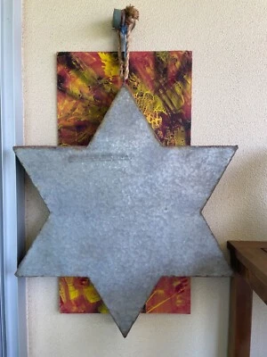Металлическая 6-конечная звезда большое подвесное настенное украшение искусство домашний декор - Изображение 1 из 4