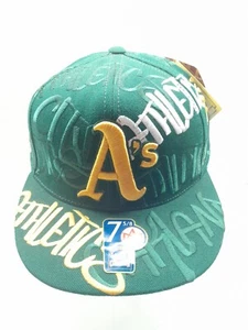NUEVO Oakland A's Sombrero Ajustado Verde 7 5/8 Colección Cooperstown Aguja Americana - Imagen 1 de 10