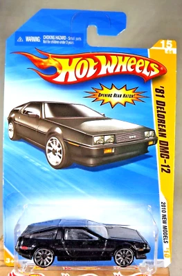 2010 Hot Wheels #15 New Models 15/44 '81 DELOREAN DMC-12 Black Variation w/10Sp - Image 1 of 4