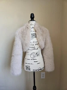 Tulip Bridal faux fur bolero dress cover beige womens M - Picture 1 of 10
