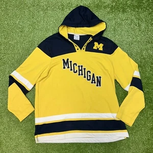Michigan Wolverines Sweatshirt Mens 3XL Yellow Hooded Hockey Jersey Swsater - Picture 1 of 3