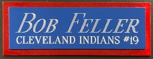 BOB FELLER INDIANS NAMEPLATE FOR AUTOGRAPHED SIGNED Baseball Display CUBE CASE - Picture 1 of 5