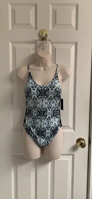 NUEVO CON ETIQUETAS-Traje de baño de una pieza Ambrielle azul/plateado para mujer-talla XL Foto 1 de 4