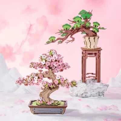 Rolife 3D Wooden Puzzle Evergreen Pine Bonsai & Sakura Bonsai Model Kits Gifts - Image 1 of 4