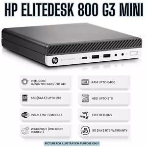 HP EliteDesk 800 G3 Mini PC Core i7-7700 7th Gen 32GB RAM 2TB SSD Built-In Wi-Fi - Picture 1 of 5
