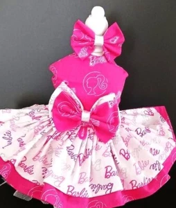 Dog harness dress Barbie with matching hair bow new free shipping - Picture 1 of 6