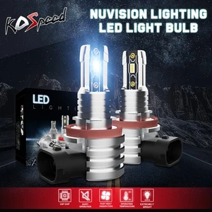 Nuvision Pair H8 CPS White LED Fanless Compact Headlight Bulbs Kit High Low Beam - Picture 1 of 6