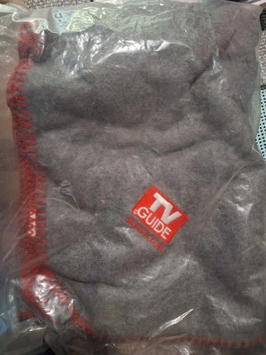Vintage New TV Guide Magazine Fleece Throw Blanket Large 59x36 Inch Gray - Image 1 of 3