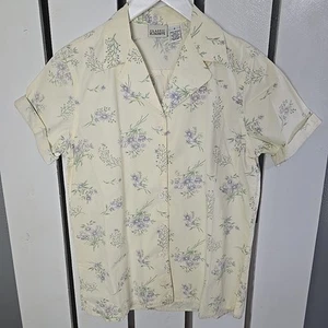 Classic Elements Floral Button Front Short Sleeve Shirt Small Retro 60s Cottage - Picture 1 of 7