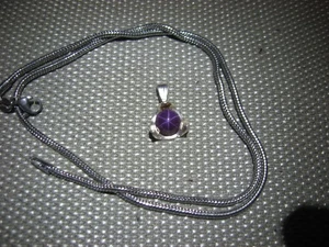 7MM PFLAUME LINDE STERN SAPHIR ANHÄNGER .925 STERLINGSILBER/16" SILBER SEIL KETTE - Bild 1 von 6