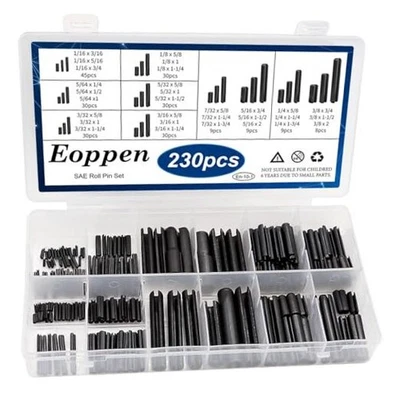 Juego surtido de pasadores de rollo SAE - pasadores de resorte ranurados expansión dividida de acero 230 piezas Foto 1 de 4