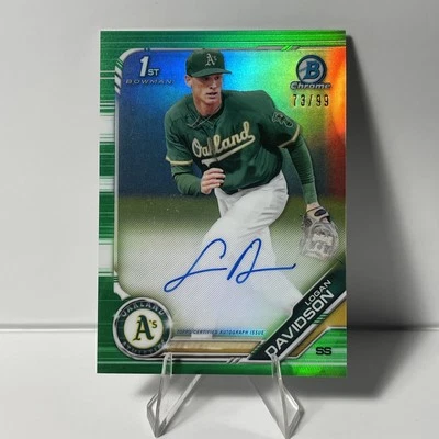 2019 Bowman Chrome 1st Logan Davidson #CDA-LD Green Refractor /99 (AU, RC) - Image 1 of 2