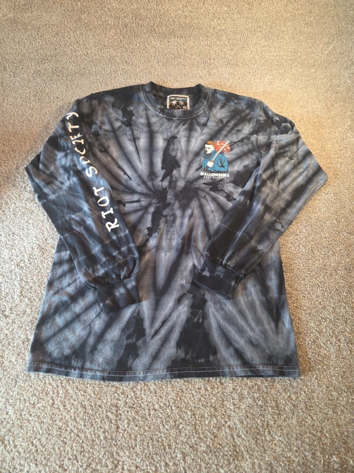 Mens Riot Society T Shirt SMALL Tie Dye Halloween Michael Meyers Long Sleeve  - Image 1 of 4