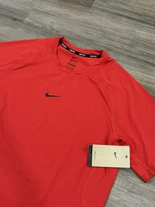 Red Nike Dri-Fit Pro Short Sleeve Athletic Shirt Men's Size XL Slim Fit NWT - Picture 1 of 9