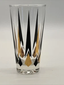 Vintage MCM Atomic Anchor Hocking Golden Peaks Becher 5 3/4" Glas Schwarz Gold - Bild 1 von 6