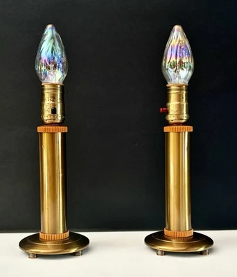 Antique/Vtg 1930s 40s Art Deco Machine Age Brass Bakelite Table Desk Lamp Light - Image 1 of 4