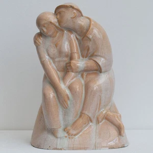 Pareja de enamorados Alfred Glaser pareja de besos escultura original cerámica principios del siglo XX - Imagen 1 de 12