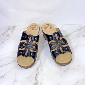 Dansko Serena Sandals in Black Waxy Leather Women's Size 9M - Picture 1 of 13