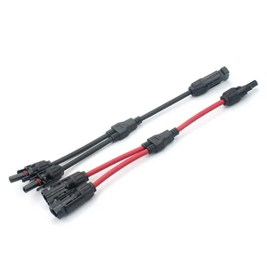Y Branch Cable Connector Splitter for Solar Panel Series Connection Red/Black - Picture 1 of 12