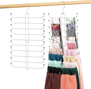 Scarf Hanger Organizer for Closet Space Saving Hijab Rack with 20 Large Hooks - Picture 1 of 6