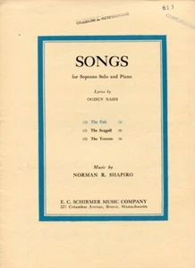 Partituras canciones Ogden Nash Norman R. Shapiro soprano piano solo The Fish 1961 - Imagen 1 de 2