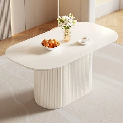 Oval Dining Table Cream Kitchen Table Modern Design For Living Room - Image 1 of 4