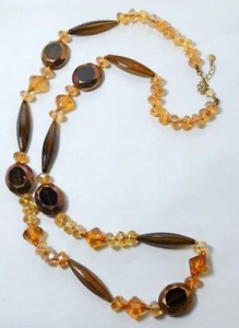 Beautiful Vintage Liz Claiborne Glass Copper Tones Beaded Necklace - Picture 1 of 5