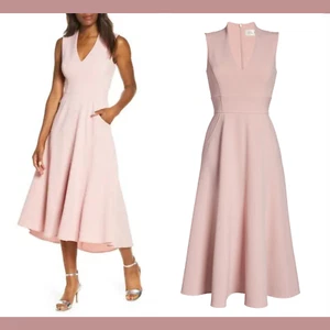 NEW $168 Eliza J Navy [ 6  ] High Low Fit & Flare Midi Dress in Blush #Q183 - Picture 1 of 12
