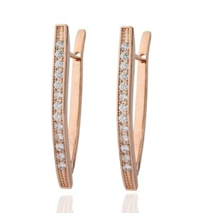 Women V Shape Earring Long Drop Ear Dangle Cubic Zirconia Stud Earrings 1Pairs - Picture 1 of 15