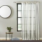 1 x KARI Stripe Linen Effect Voile Taped Top 3" Pencil Pleat Curtain Panels