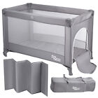 Travel Baby Cot Bed Crib Portable Playpen Mesh Sides Zipped Front Caster Wheels