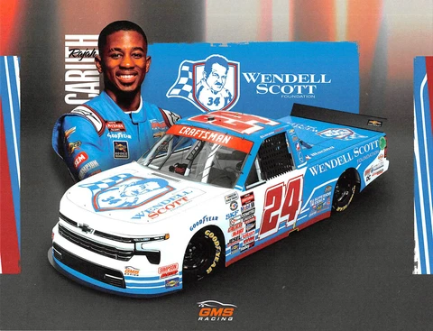 2023 - RAJAH CARUTH #24 WENDELL SCOTT FOUNDATION NASCAR CRAFTSMAN TRUCK POSTCARD Cover