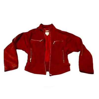 MNG Chaqueta de Cuero Genuino Rojo Talla S Chaqueta de Motociclista Gamuza Foto 1 de 4