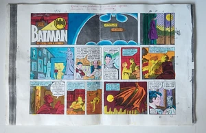 1990S BATMAN NEWSPAPER SUNDAY HAND COLORED OG SIGNED COLOR ART ADRIENNE ROY - Picture 1 of 12