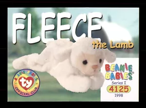 Fleece The Lamb 74 Retired Series I 1998 TY Beanie Baby Trading Card  - Picture 1 of 2